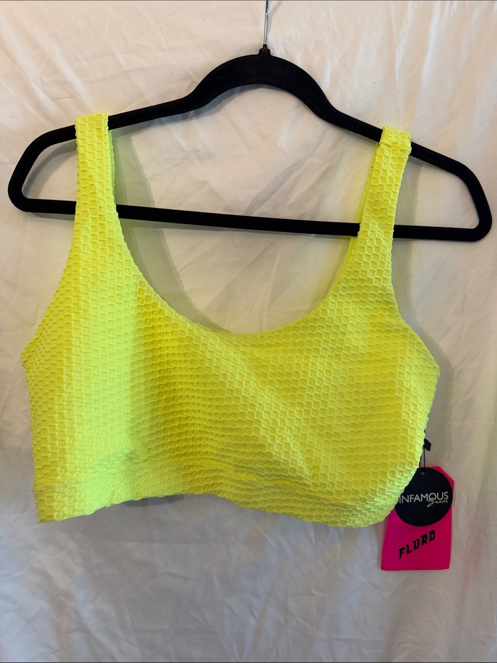 Infamous Neon Yellow Textured Bikini Top